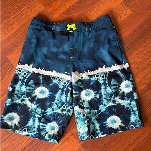 YOUTH Wonder Nation Blue and White Tie-Dye Swim Trunks